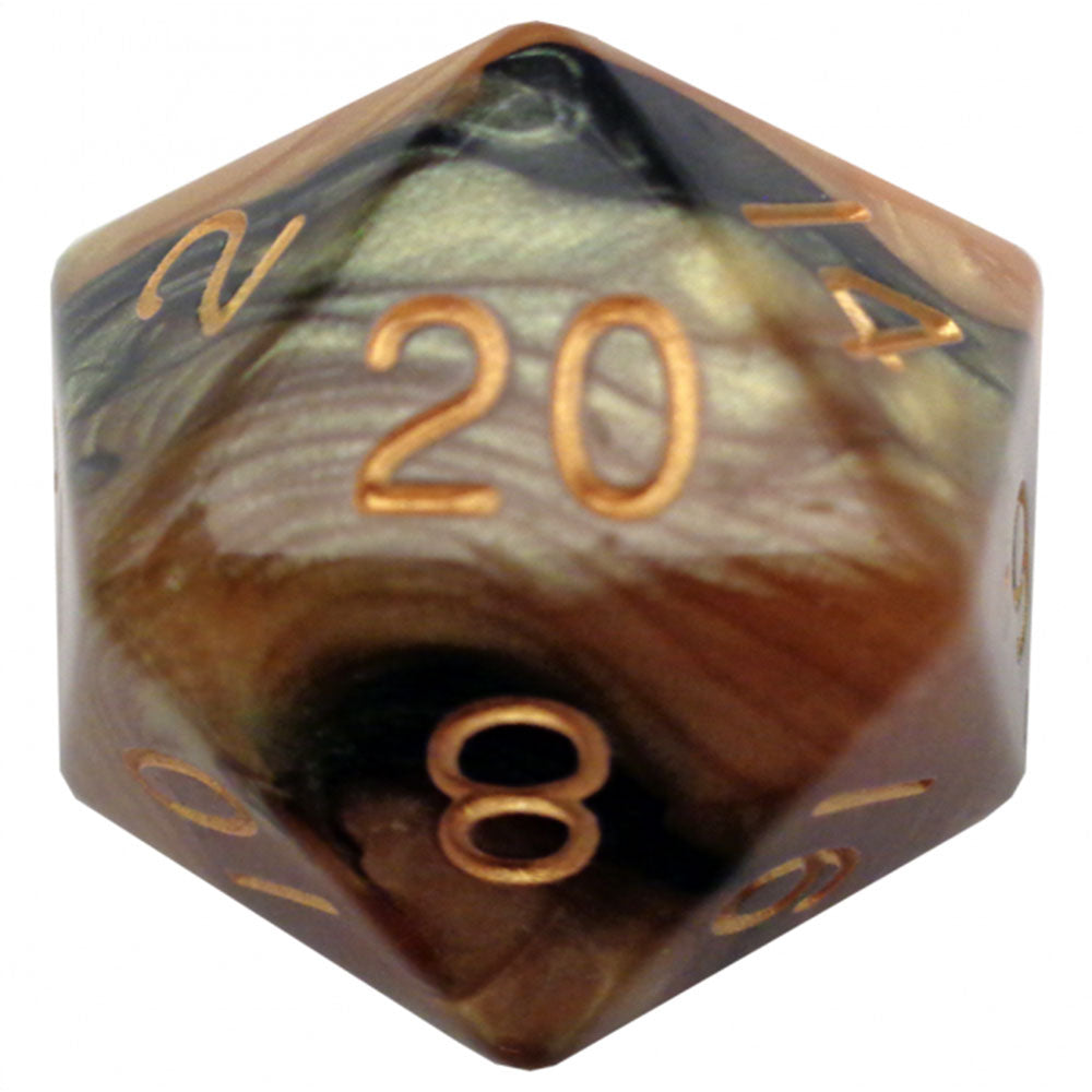 MDG 35mm Mega Acrylic d20 Dice w/ Gold Numbers