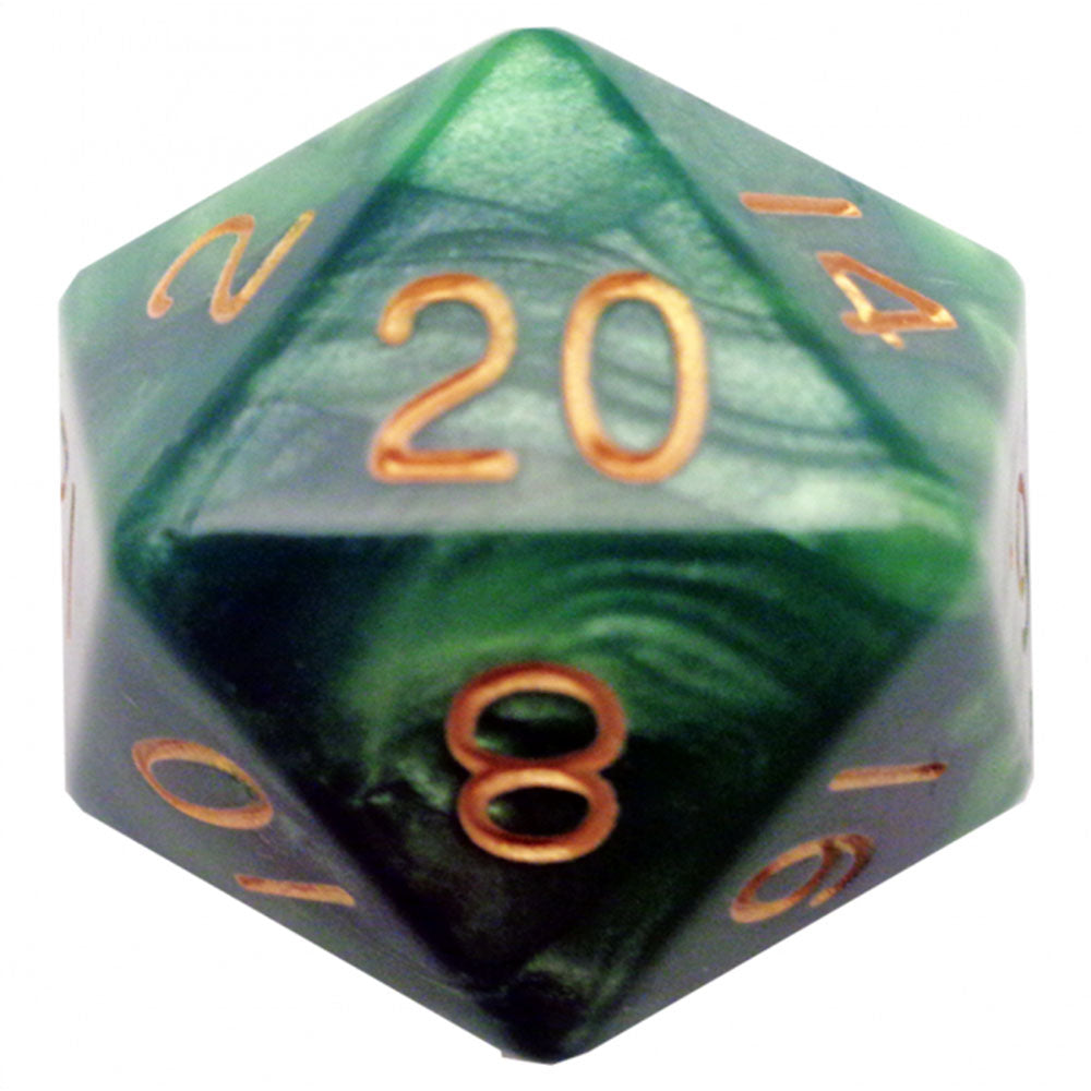MDG 35mm Mega Acrylic d20 Dice w/ Gold Numbers