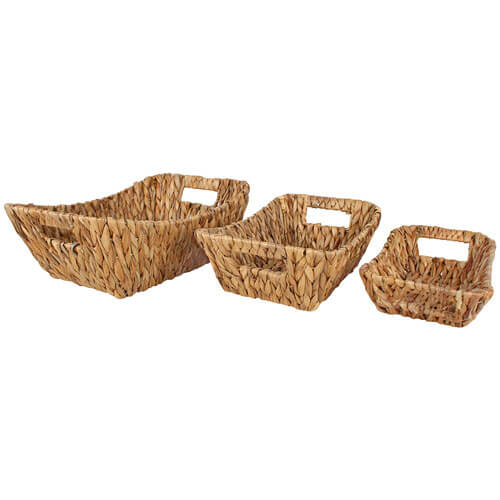Hyace Set of 3 Rectangle Hyacinth & Wire Basket