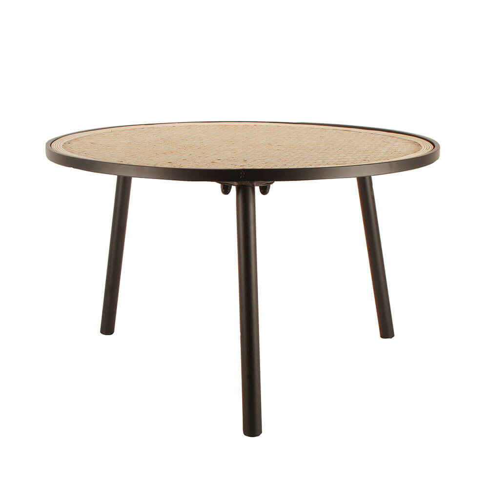 Hendrix Coffee Rattan Metal Table (75x75x45cm)