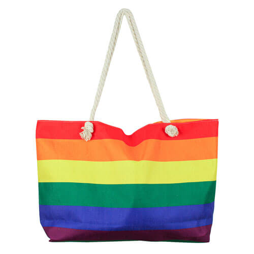 Strandtasche in Jumbo-Größe mit Innenreißverschluss, Regenbogenfarben (70 x 42 x 15 cm)