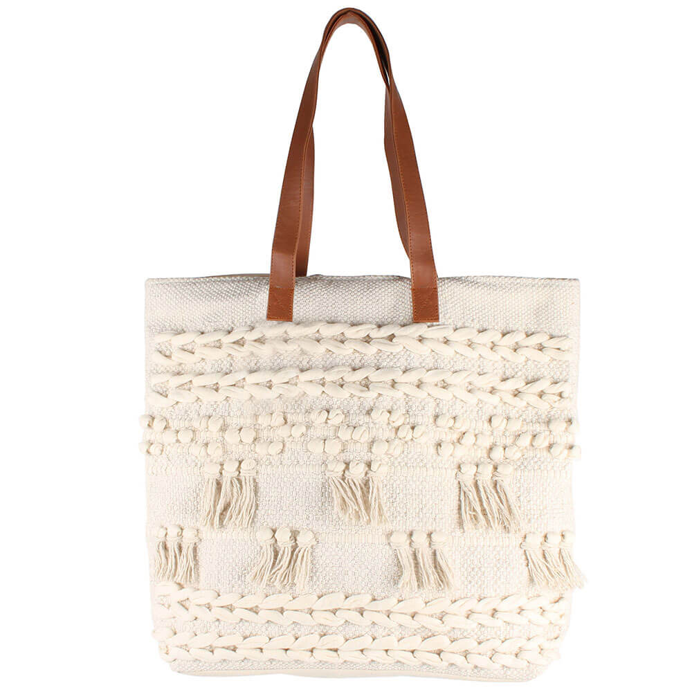 Leela Tote Cotton Bag with PU Strap (45x40cm)