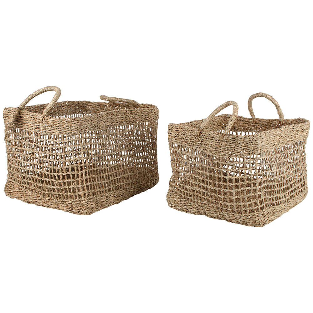 Meela Rectangle Open Weave Baskets Set of 2 (Large 40x35cm)