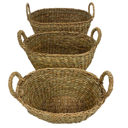Flic 3 Sets of Typha Basket with Ring Handle (50x32x29cm)