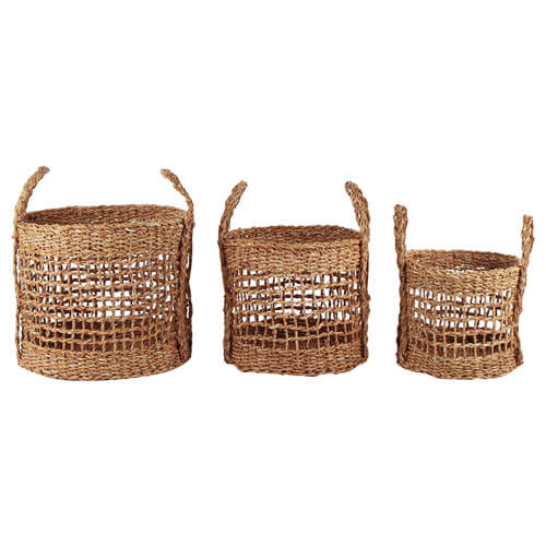 Seagrass Round Cylinder Basket Set of 3 (Large 40x40x35cm)