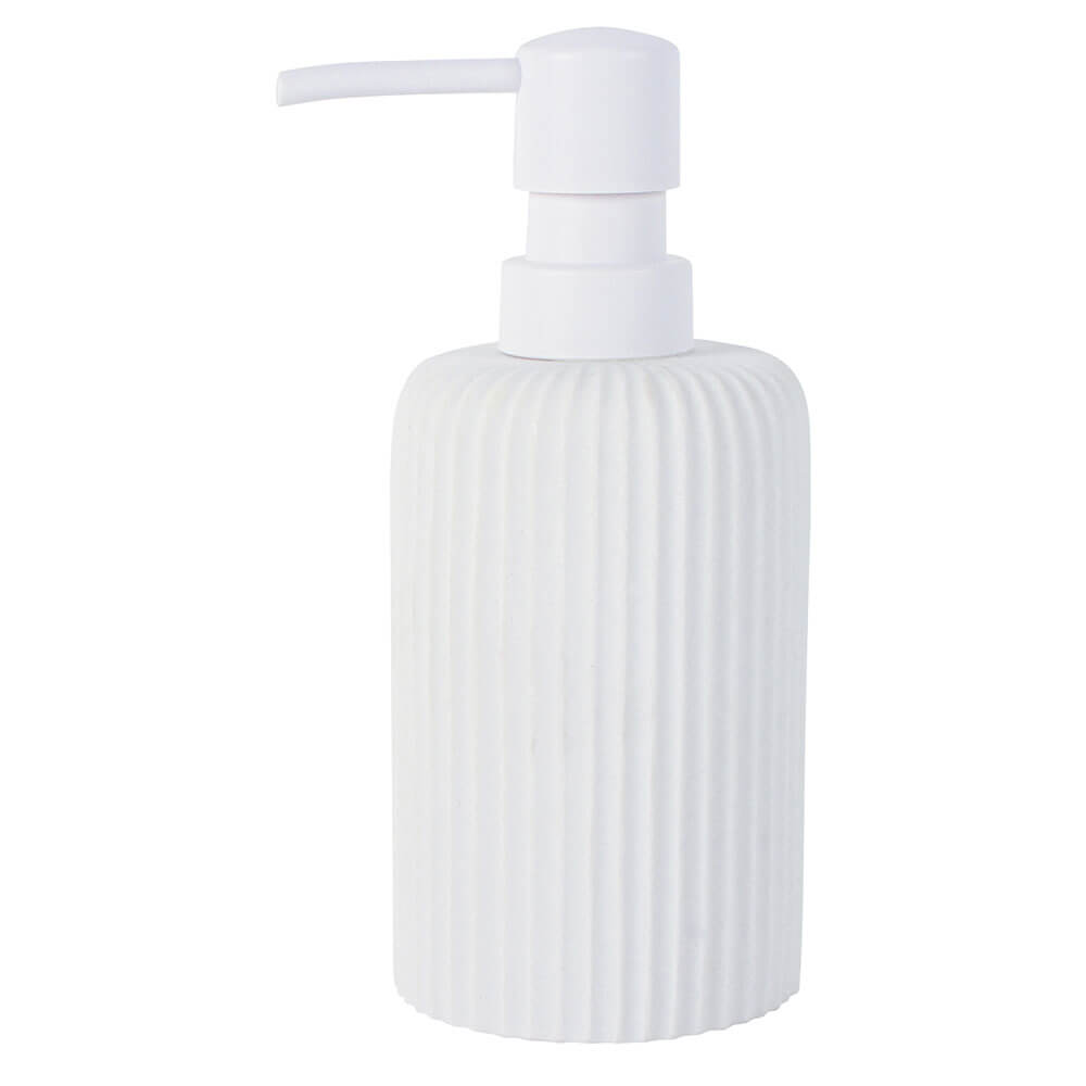Ribbed Polyresin Soap Dispenser (17x7x7cm)