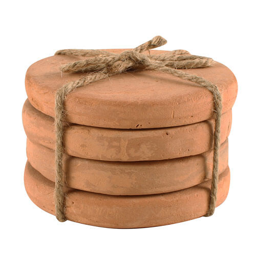 Caharin Terracotta Coasters with Stoppers Set of 4