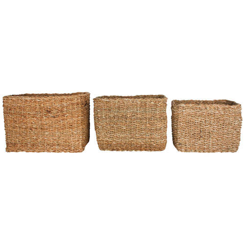 Iluka S3 Seagrass Rectangle Basket with Handle 42x32x30cm