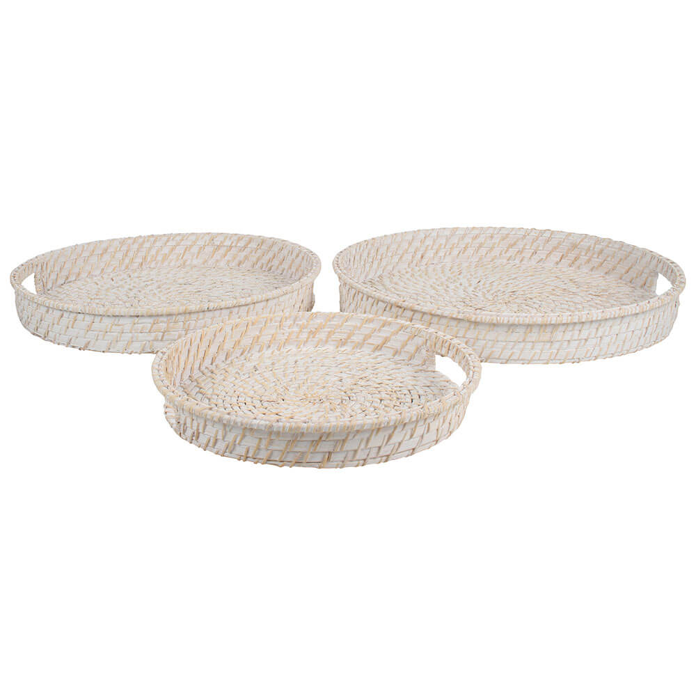 Zahara Whitewashed Trays Set of 3 (Large 50x7cm)