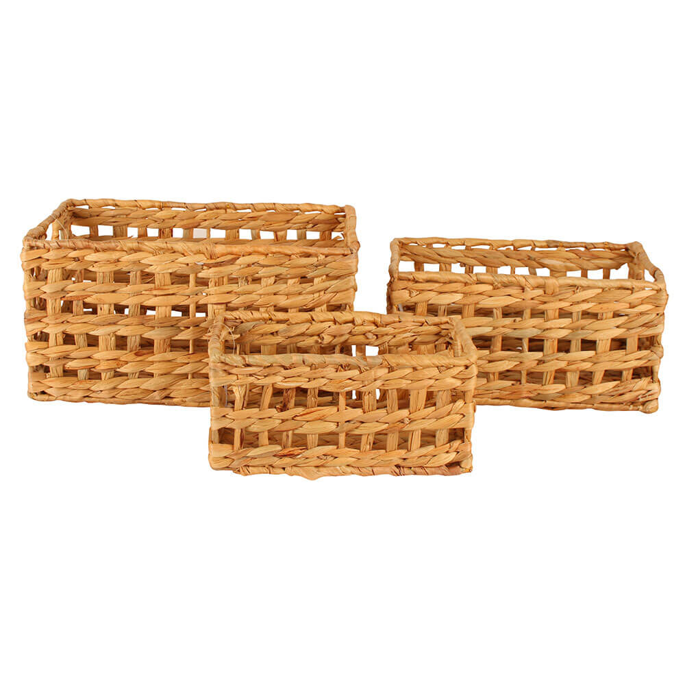 Cressida Water Hyacinth Baskets Set of 3 (35x25x18cm)