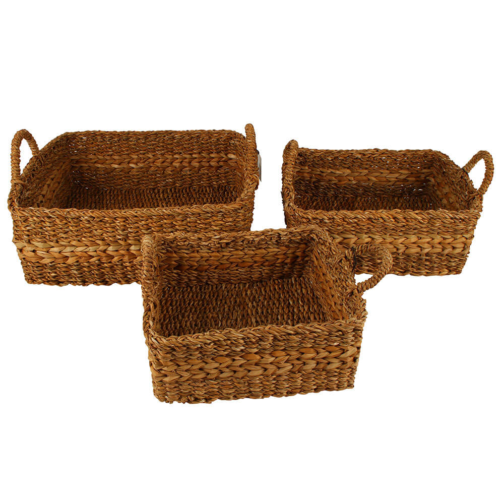 Jolene Rectangle Hogla Jute Baskets Set of 3 (Large 40x15cm)