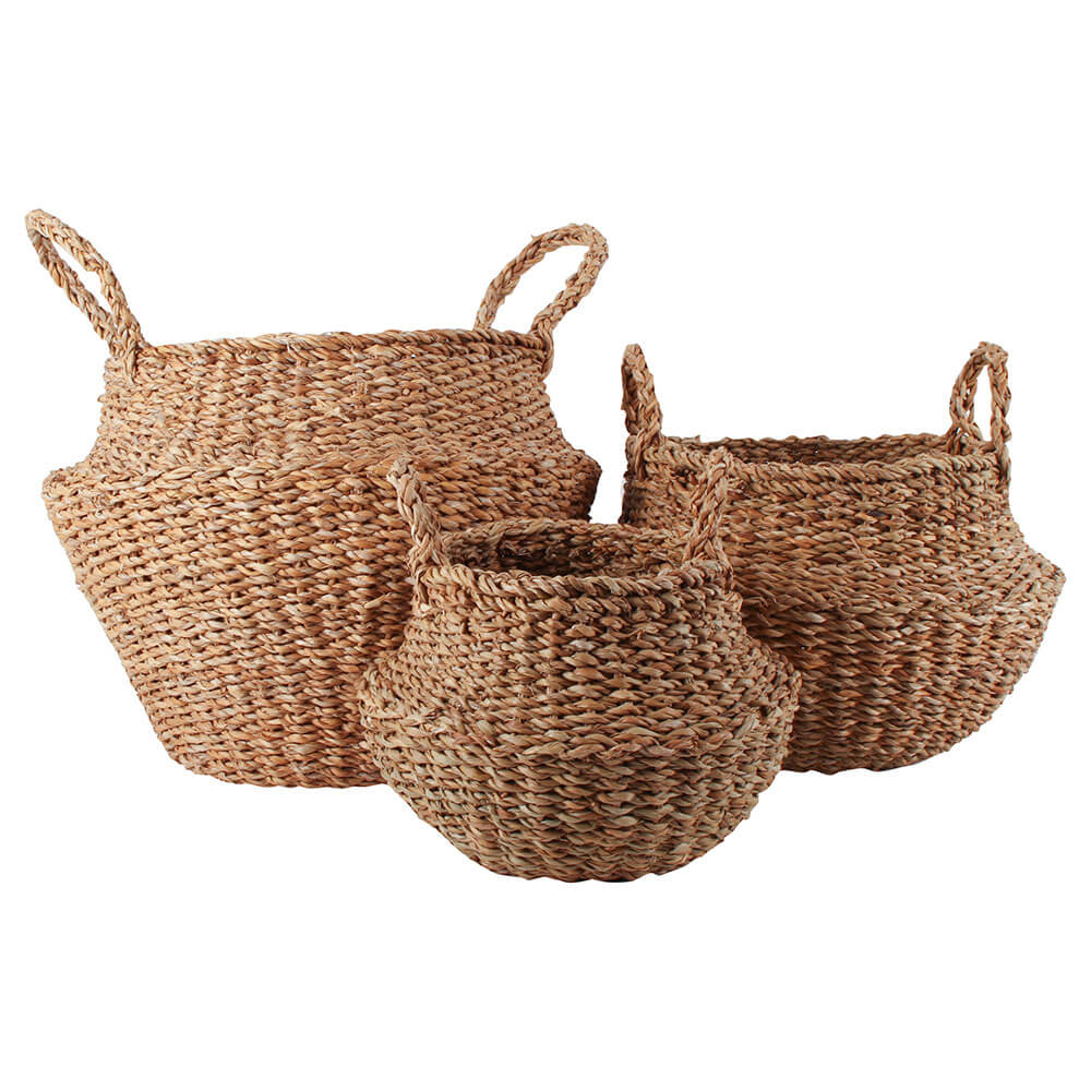 Eddi Typha Belly Baskets Set of 3 (Large 45x35x30cm)