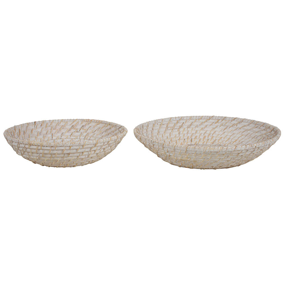 Zahara Whitewashed Bowls Set of 2 (Large 35x8cm)