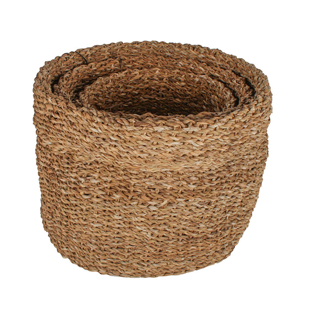 Bremer Set of 3 Asst. Seagrass Round Basket (Large 43x30cm)