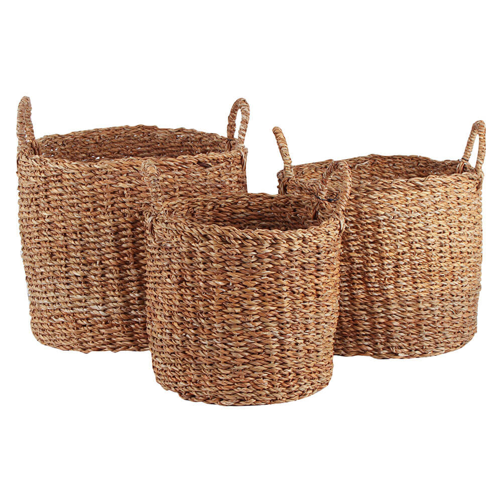 Seagrass Laundry Basket Set of 3 (Large 36x36x30cm)