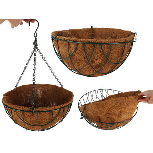 Hanging Basket with Liner and Chain
