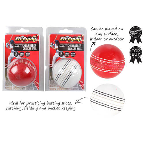 6 Sticher Rubber Cricket Ball (1pc Random Color)