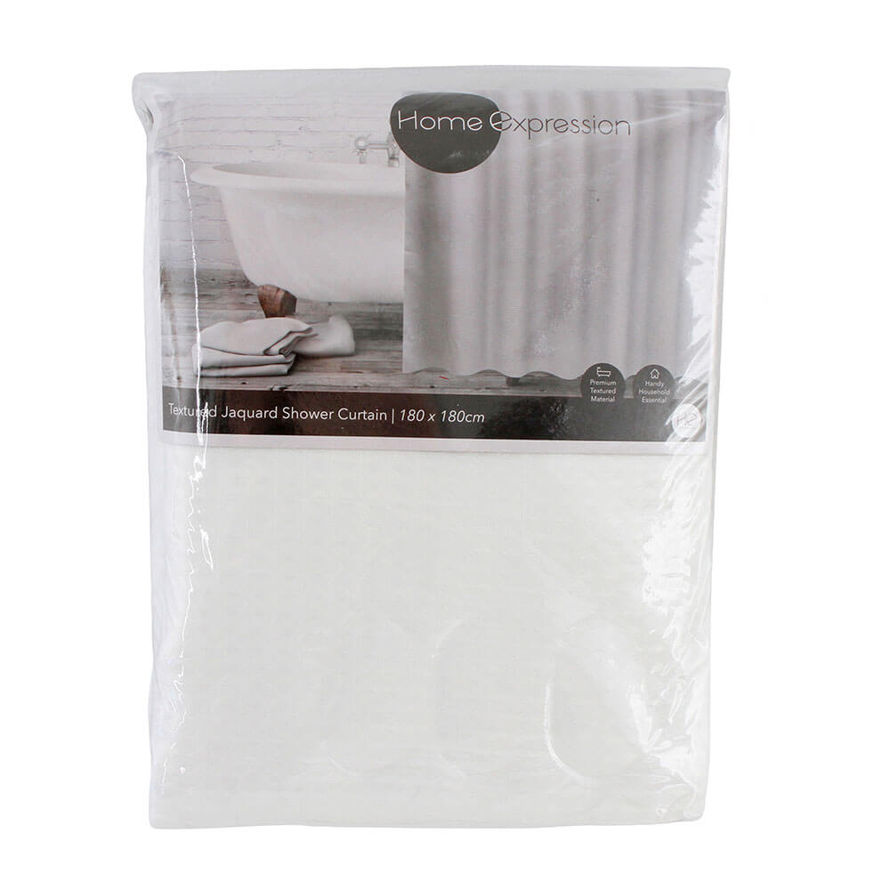 Diamond Dobby Luxury Fabric Shower Curtain (White)
