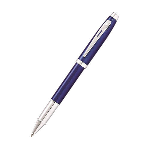 100 blauw gelakte/verchroomde pen