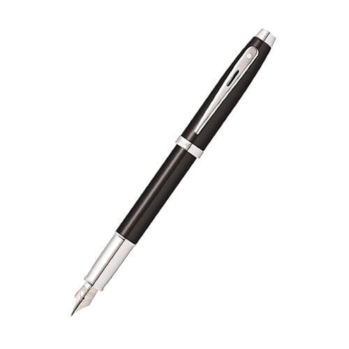 100 stylos en acier inoxydable laqué noir/chromé