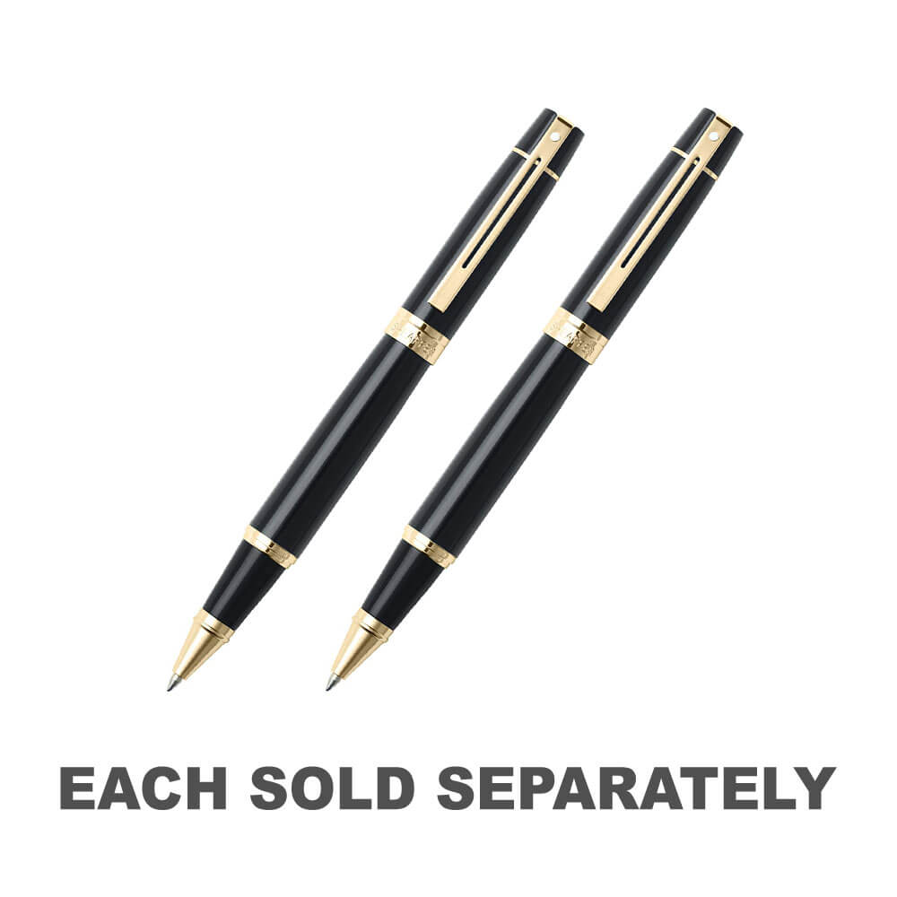 300 glänzender Stift mit schwarzem/goldenem Rand