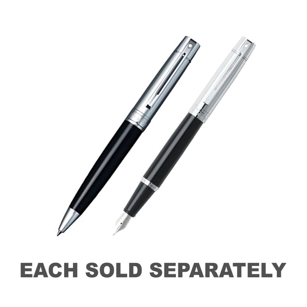 300 glänzend schwarz/verchromte Kappe/verchromter Stift