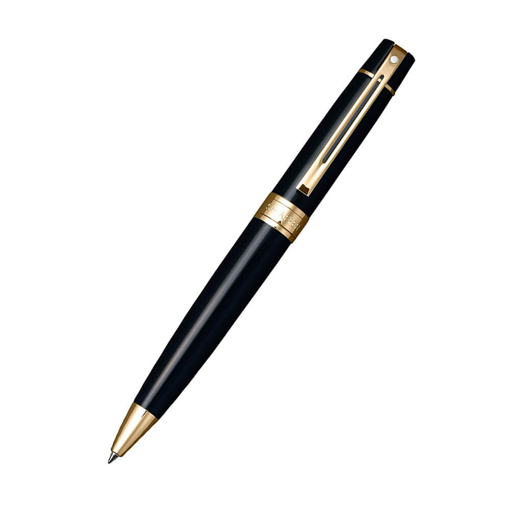 stylo à bille 300 noir brillant/plaqué or