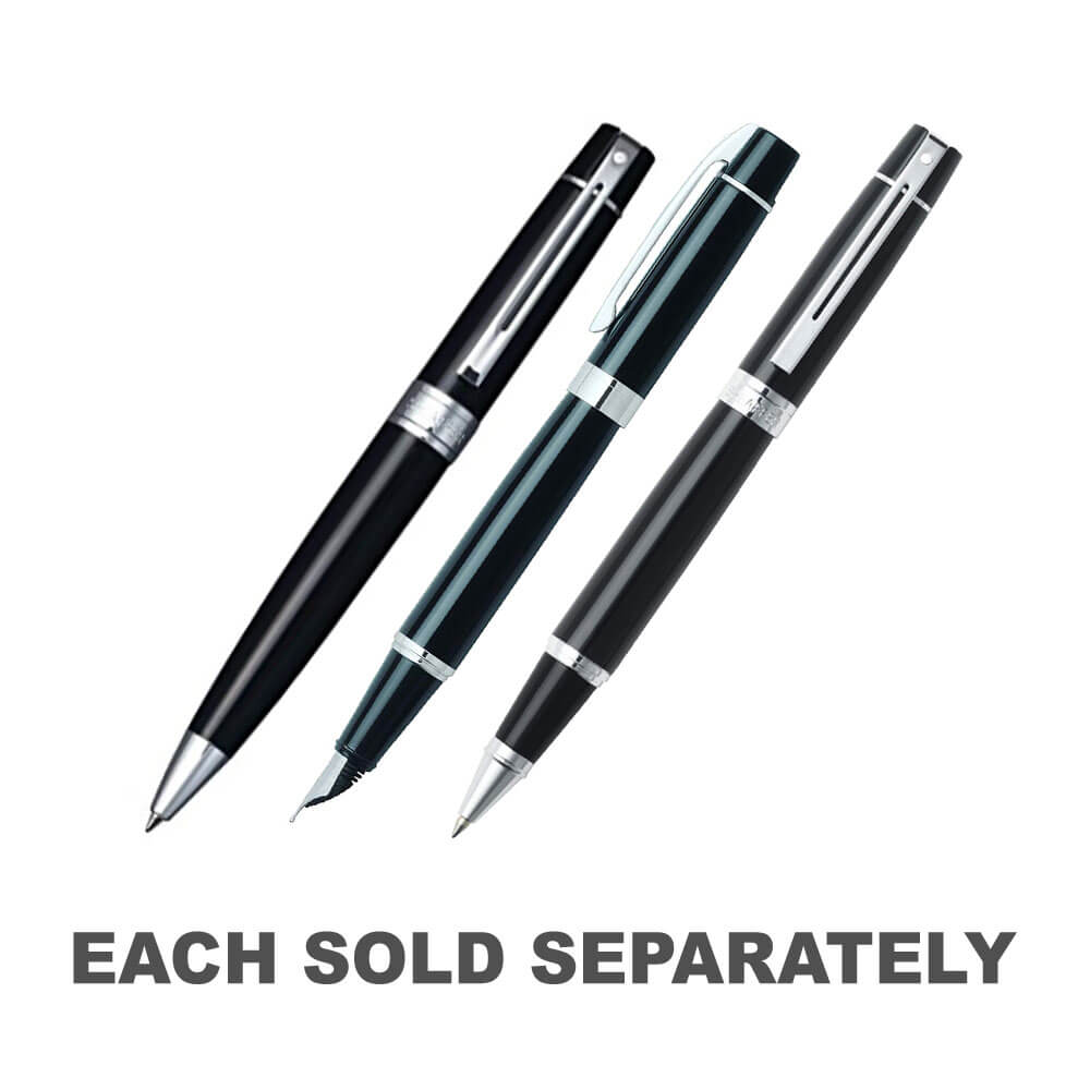 300 glanzend zwart/verchroomde pen