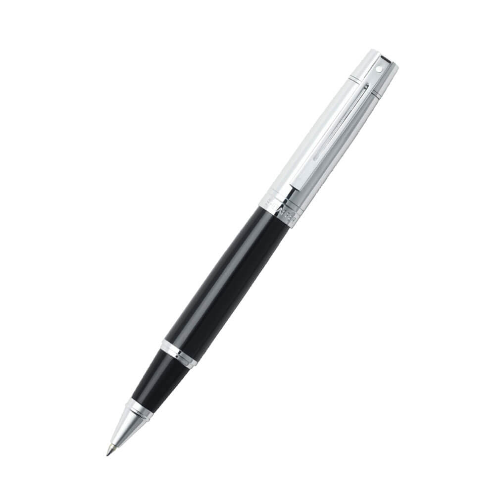 300 光沢ブラック/ブライトクロームキャップローラーボールペン