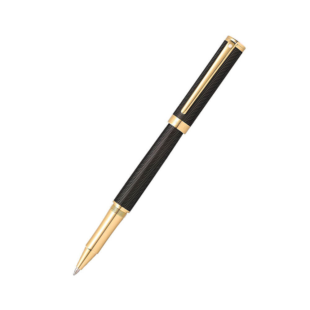 Intensity-Stift mit mattschwarzem/goldenem Rand und Gravur