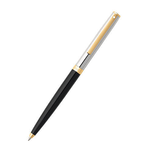 Bolígrafo Sagaris con adornos negro/cromado/dorado