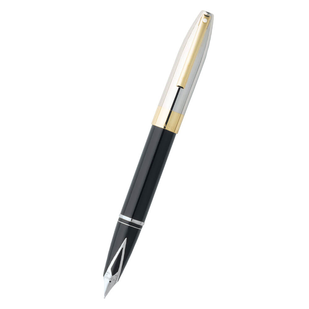 Legacy svart lack fin reservoarpenna med 22 karat guldkant