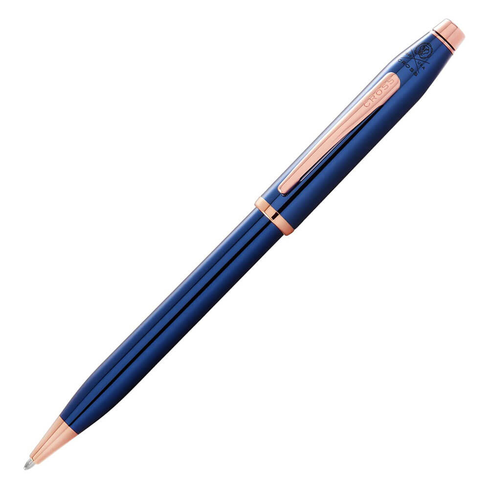 Durchscheinender blauer und roségoldener Stift aus dem Jahrhundert II