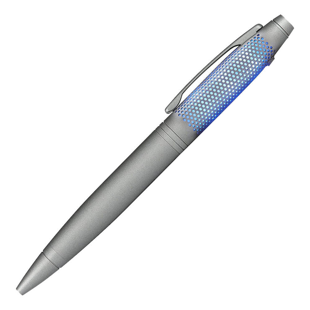 Lumina Titanium Grey Ballpoint Pen w/ Red/Blue/Purple LED