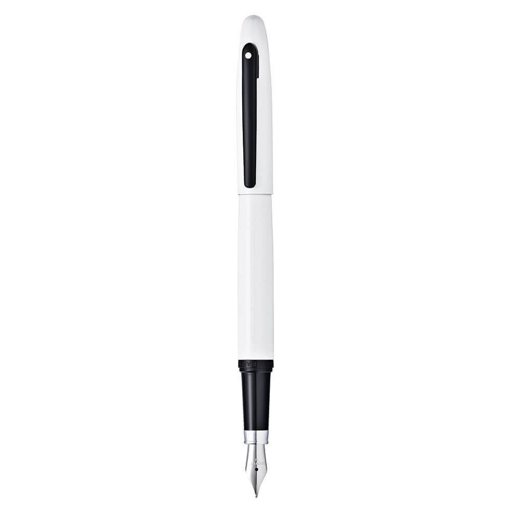 Sheaffer VFM White Lacquer and Black Fountain Pen