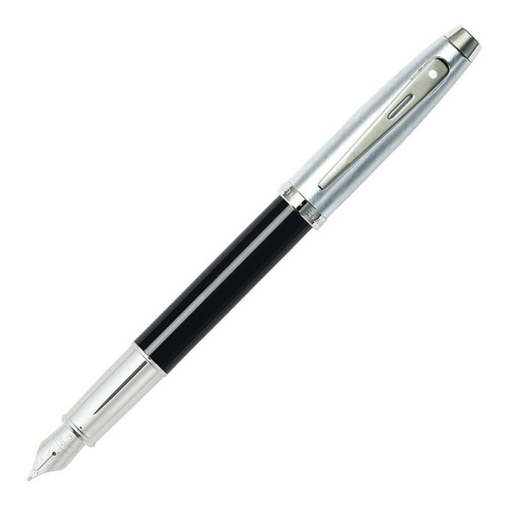 100 bolígrafos finos con tapa de cromo cepillado y ribete de níquel (laca negra)