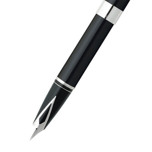 Penna stilografica pregiata laccata nera Legacy con palladio PT