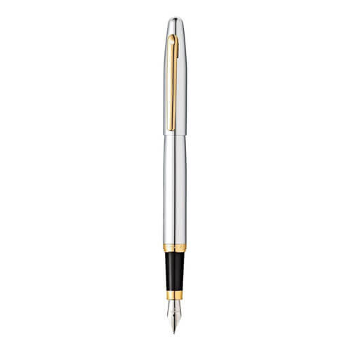 Sheaffer VFM Chrome Fountain Pen with Gold Tone
