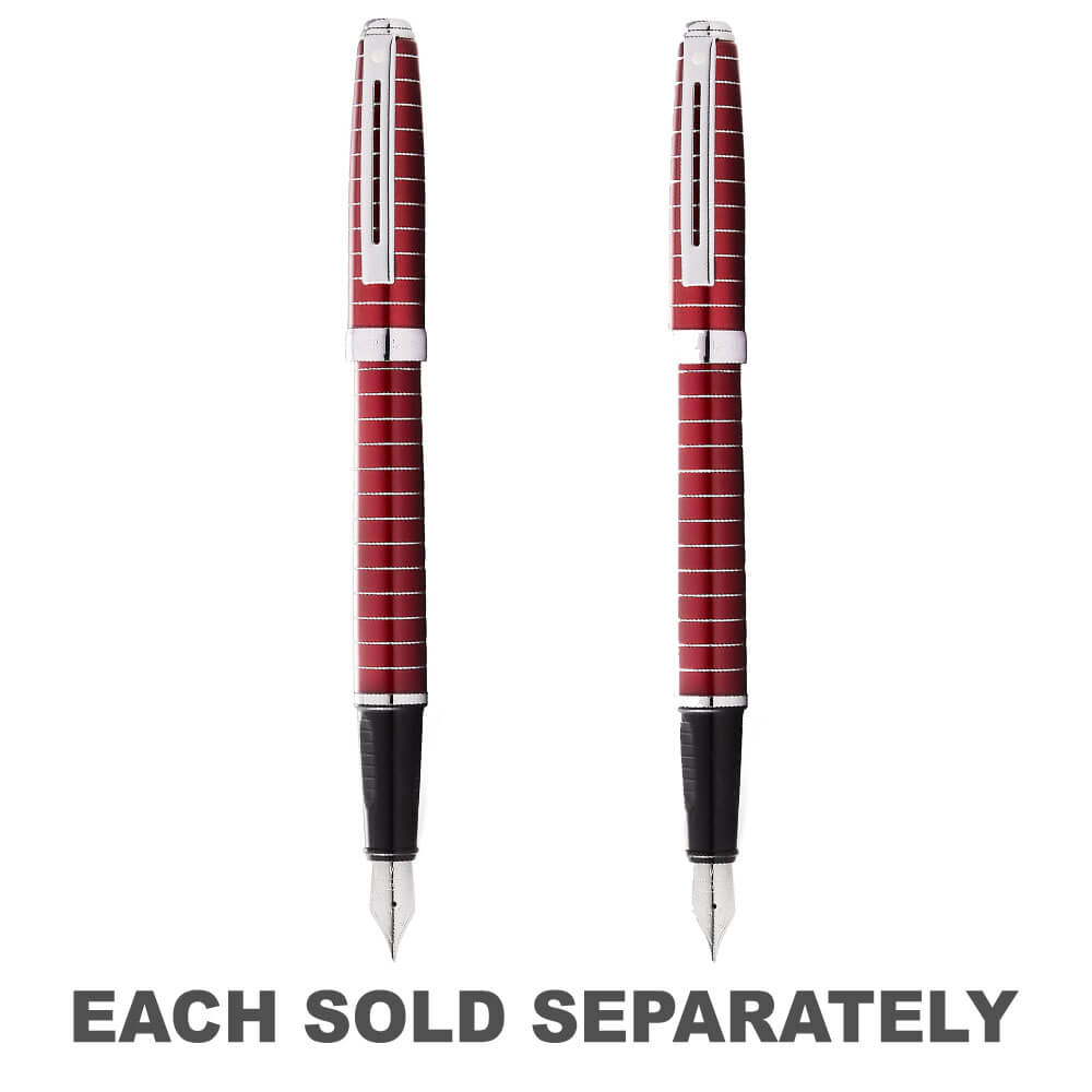 Prelude Fountain Pen with Engraved Lines (Red)