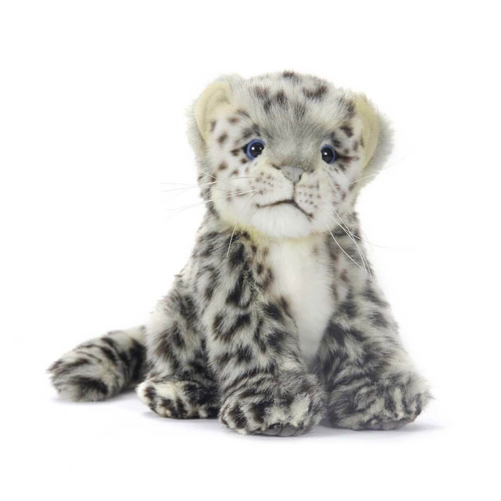 Hansa, petit léopard des neiges assis (18cm l)