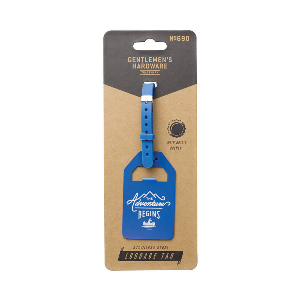 Stainless Steel Luggage Tag with Bottle Opener (Blue)