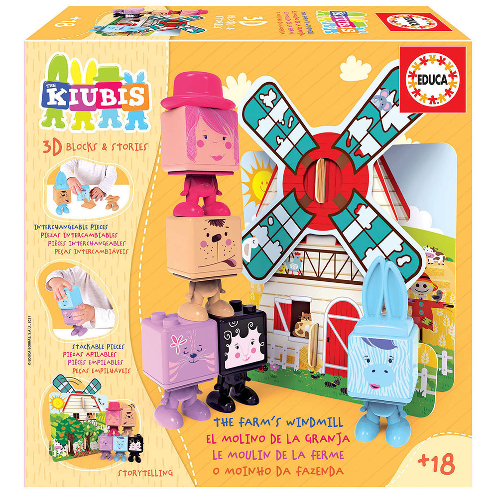 Educa Kiubis The Farm Windmill 3D Blocks & Stories