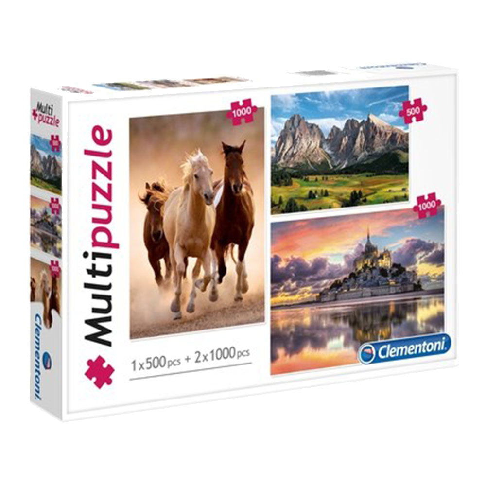 Clementoni Horses, Mountain, Mont Saint-Michel MultiPuzzle