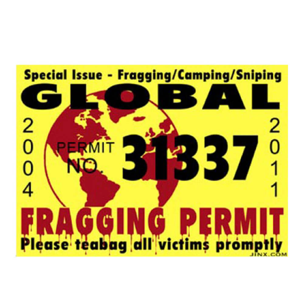 J!nx Fragging Permit Sticker