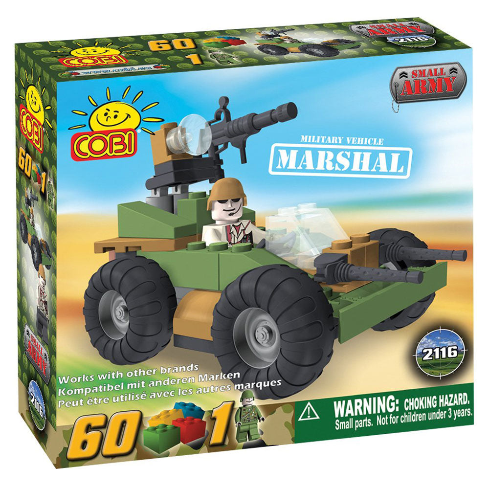 Juego de construcción de vehículos militares Marshal de 60 piezas del ejército pequeño