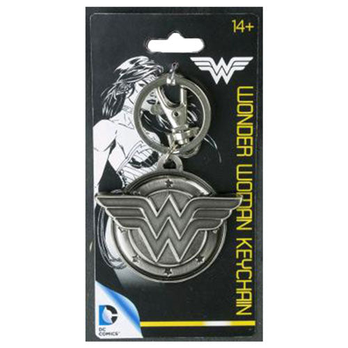 Schlüsselanhänger aus Zinn mit Wonder Woman -Logo