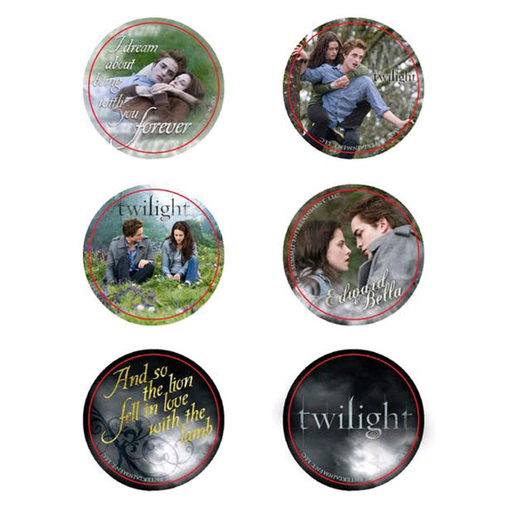 Juego de 6 pines Twilight estilo E (Edward & Bella)