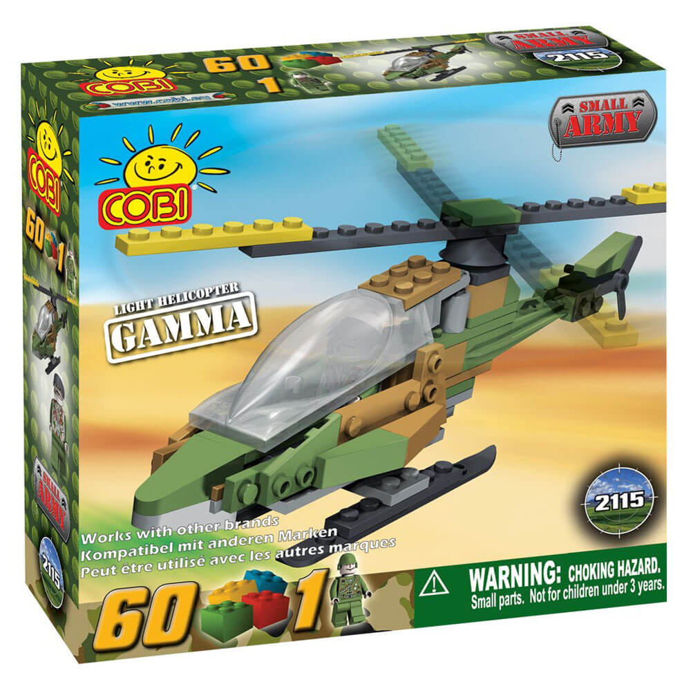 Juego de construcción de helicóptero militar gamma de 60 piezas del ejército pequeño