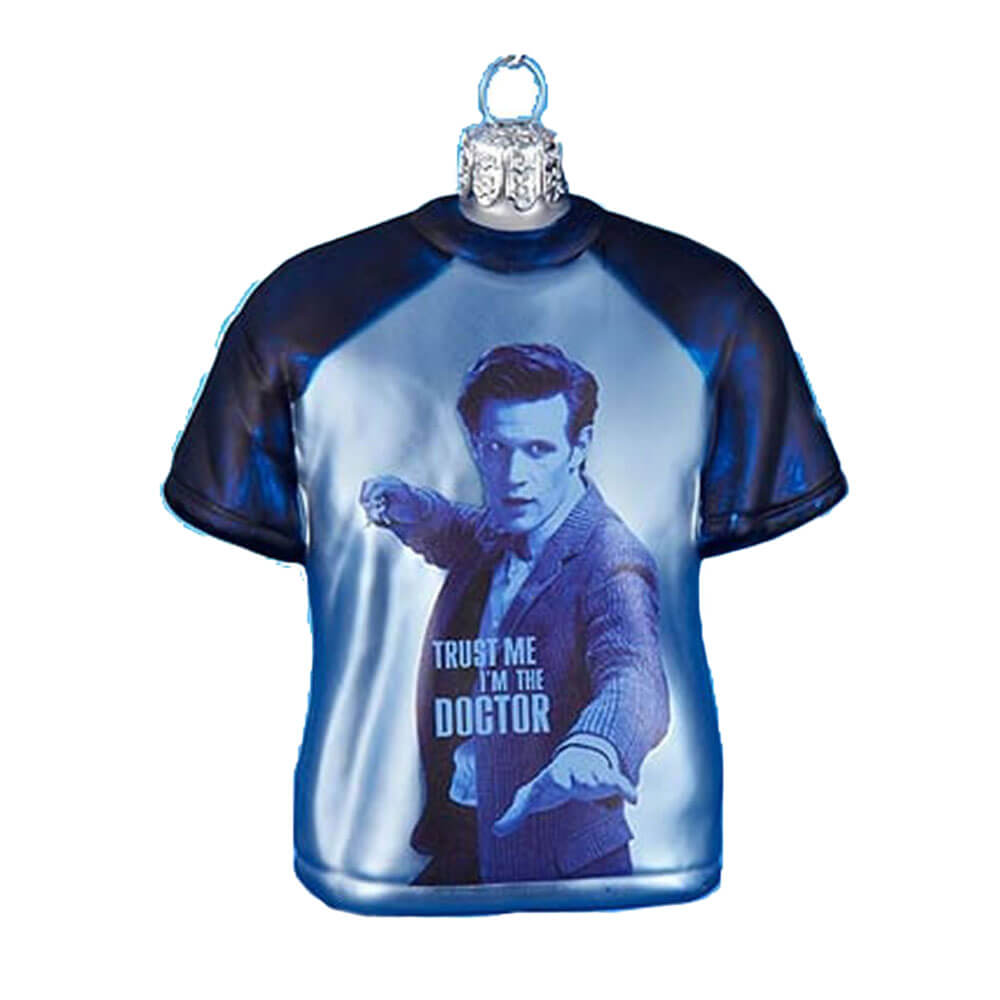 Adorno navideño de cristal de 3,5" con forma de camiseta Doctor Who