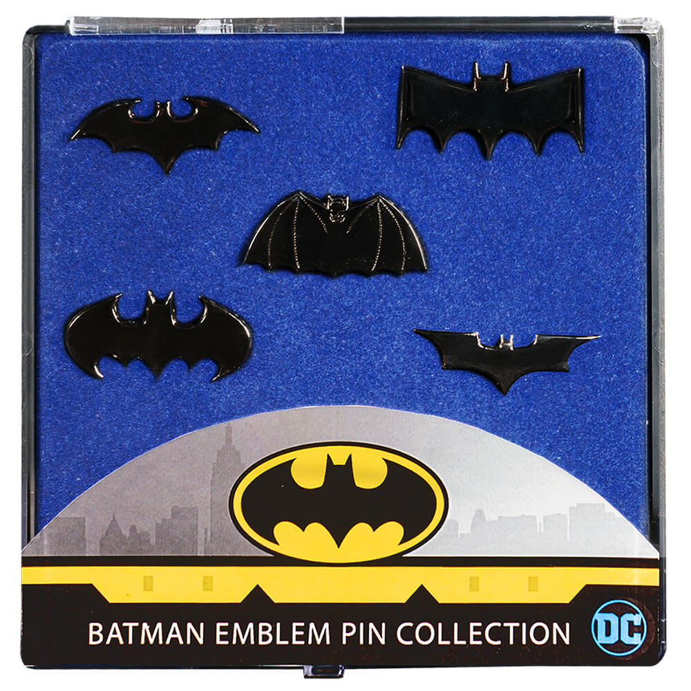 Collezione di spille cromate nere con emblema Batman